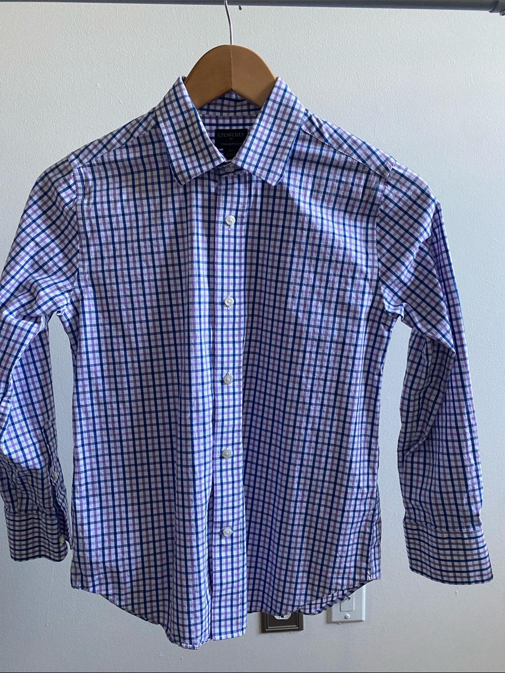 Boy’s J. Crew Blue and Purple Plaid Thompson Button-Down Shirt Sz 10